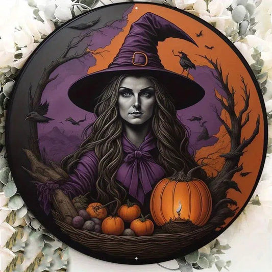 Gothic Witch Metal Sign Halloween Decor