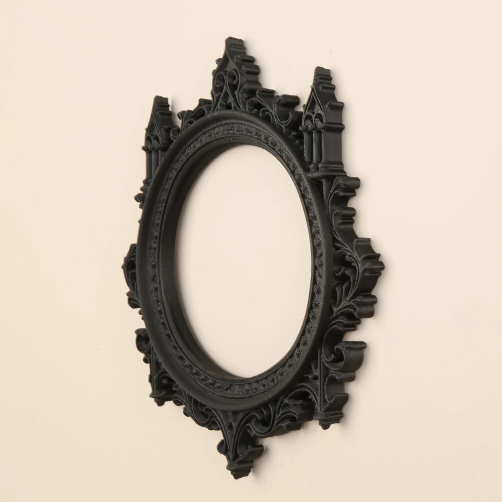 Gothic Carved Round Decorative Mirror Frame Halloween Wall Decoration