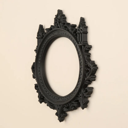Gothic Carved Round Decorative Mirror Frame Halloween Wall Decoration