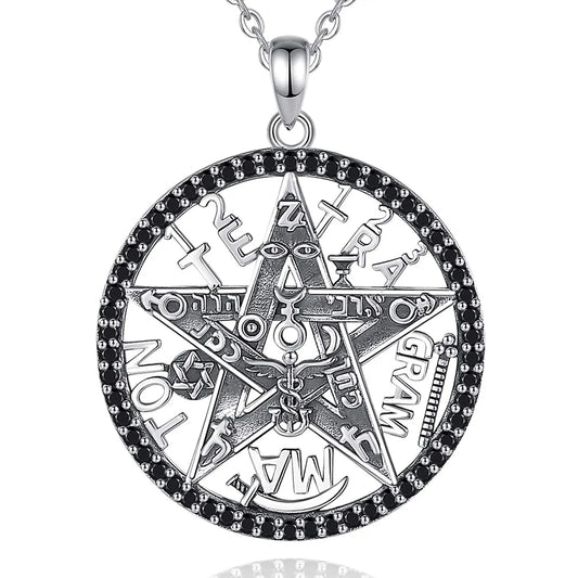 Pentacle Runes Necklace Wiccan Jewelry