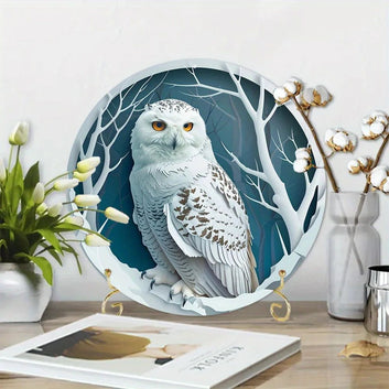 Snowy Owl Metal Sign Witchy Home Decor