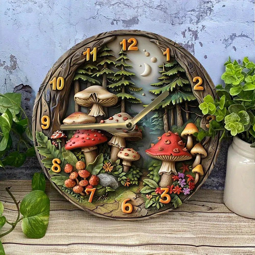 Forest Mushroom Wall Clock Witchy Home Decor-MoonChildWorld