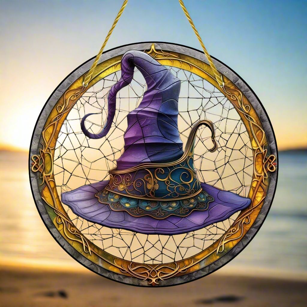 Magic Hat Witch Suncatcher Halloween Window Decor-MoonChildWorld