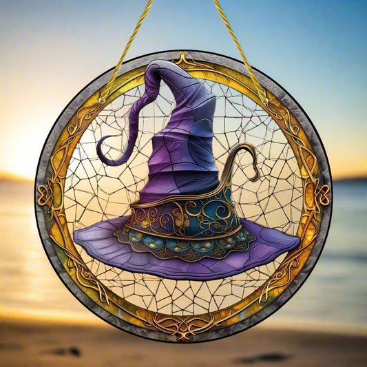 Magic Hat Witch Suncatcher Halloween Window Decor