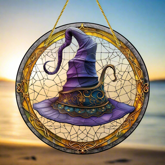 Magic Hat Witch Suncatcher Halloween Window Decor