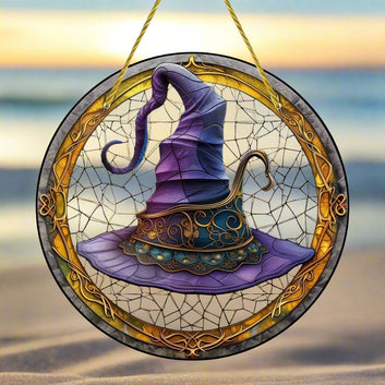 Magic Hat Witch Suncatcher Halloween Window Decor