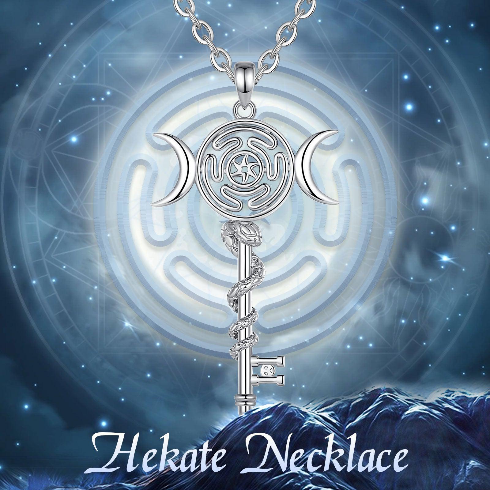 Triple Moon Hekate Wheel Necklace Wicca Jewelry-MoonChildWorld