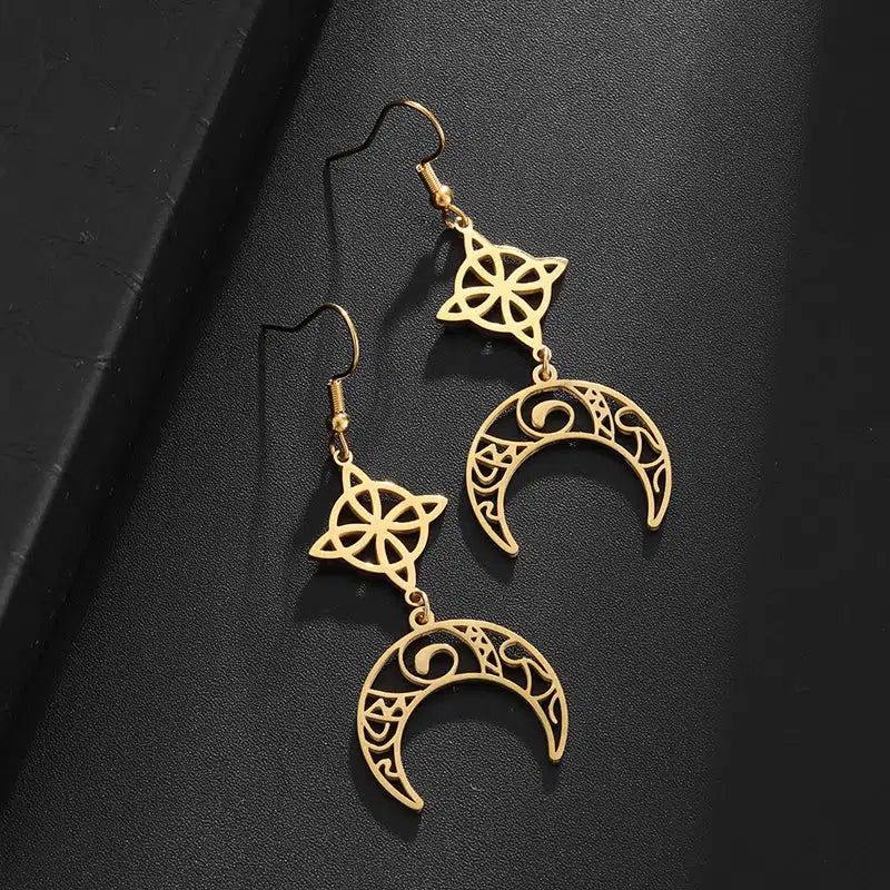 Wicca Moon Celtic Knot Earrings Witch Jewelry-MoonChildWorld