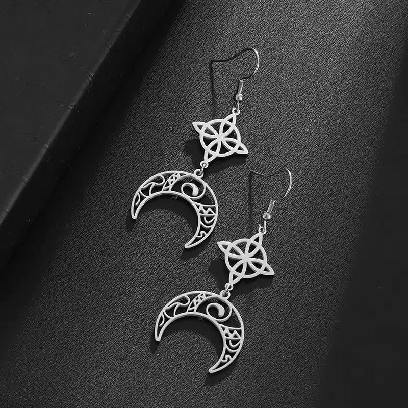 Wicca Moon Celtic Knot Earrings Witch Jewelry-MoonChildWorld