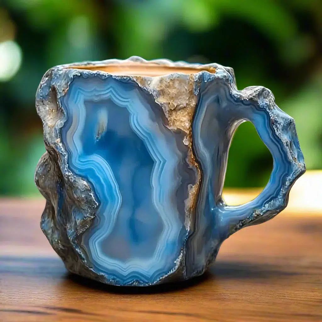 Mineral Crystal Coffee Mugs Natural Mineral Crystal Mug With Spoon Christmas Gift-MoonChildWorld