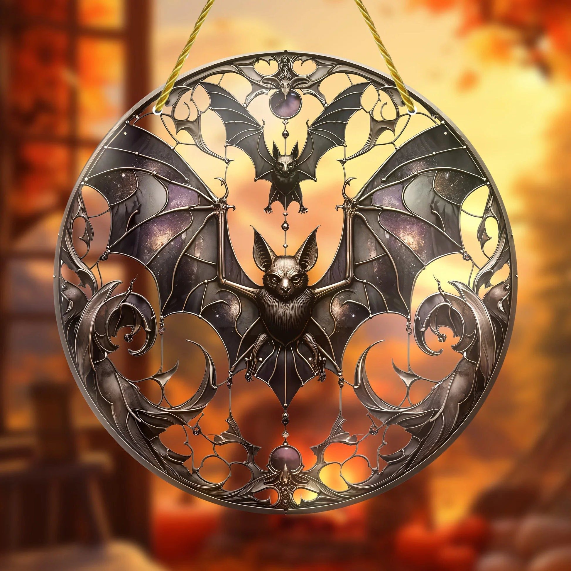 Gothic Bat Suncatcher Halloween Acrylic Sign-MoonChildWorld