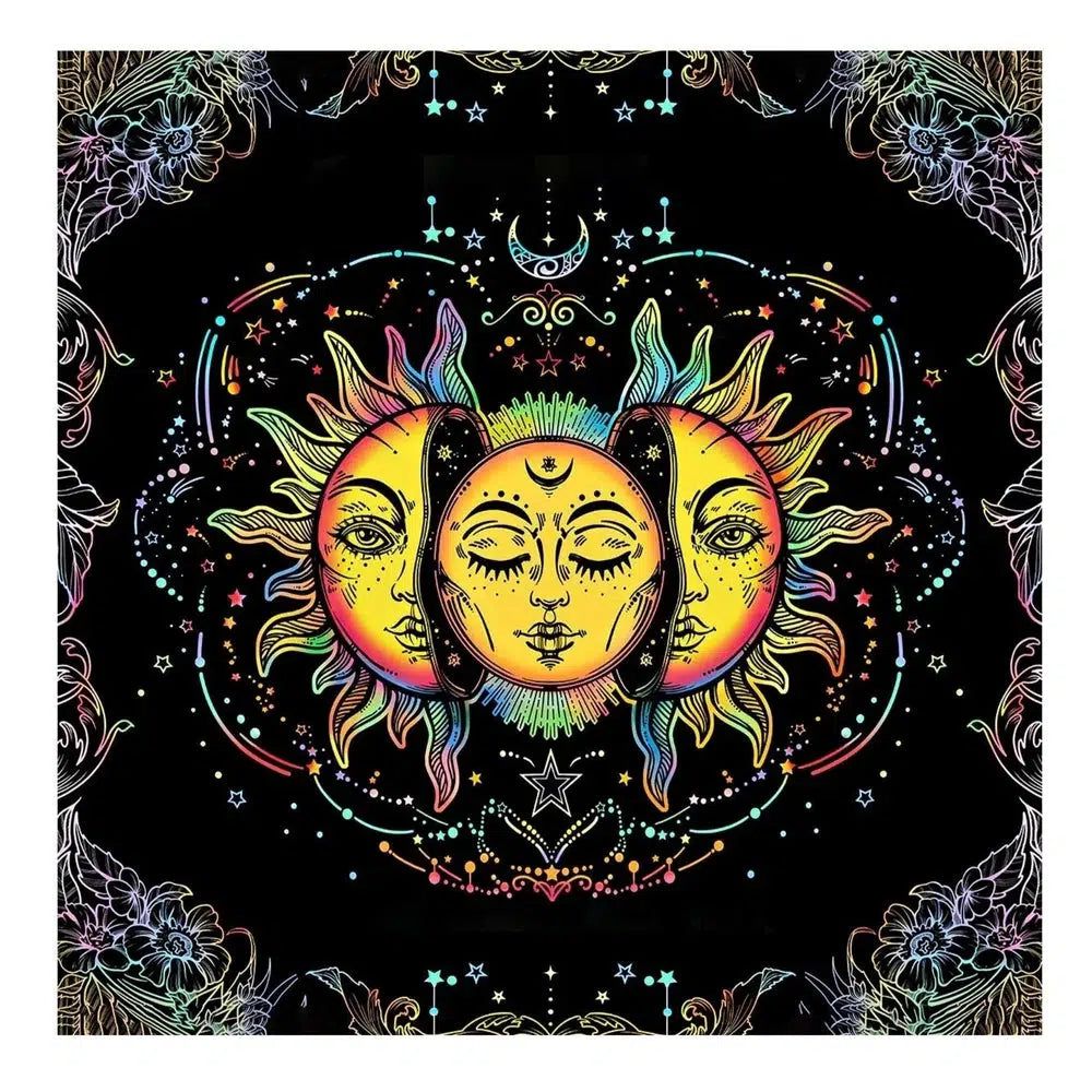 (Free Bag) Sun Moon Altar Tarot Card Tablecloth Wicca Altar Cloth-MoonChildWorld