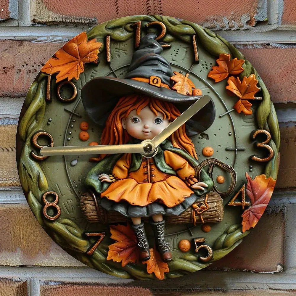 Cute Witch Wall Clock Mystic Witch Home Decor-MoonChildWorld