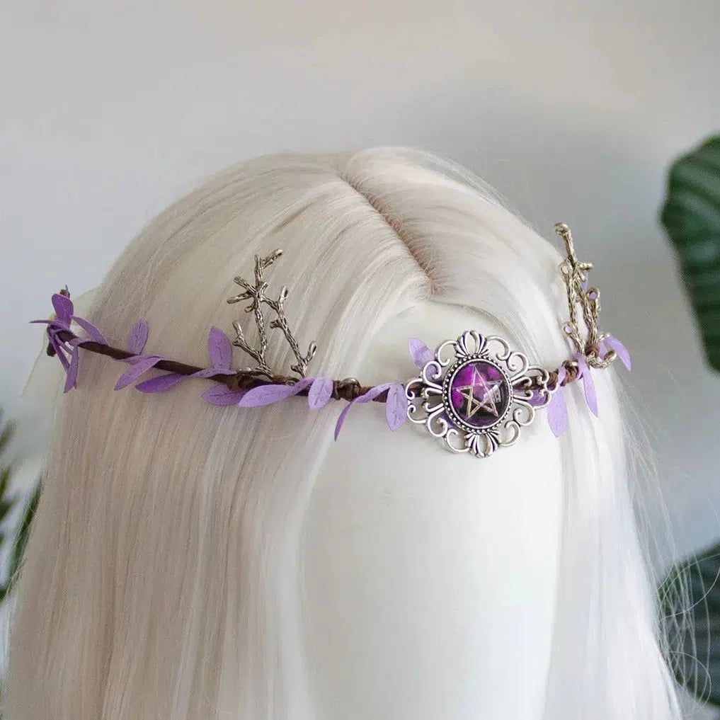 Wiccan Symbol Tiara Elf Crown Mystical Witch Hair Accessories-MoonChildWorld