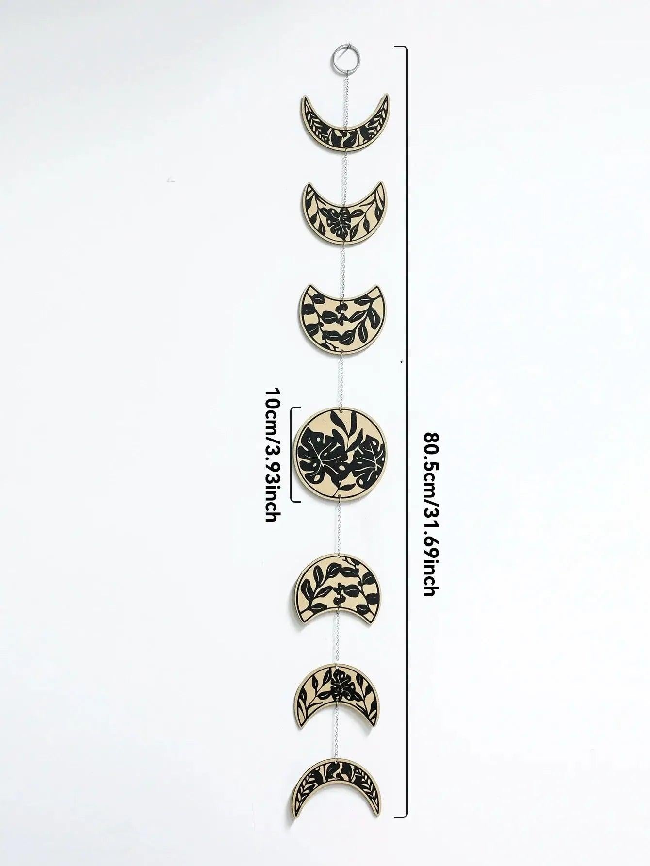 Boho Moon Phase Wall Hanging Decor Floral Pattern Moon Cycle Art Ornaments Wicca Home Decor-MoonChildWorld
