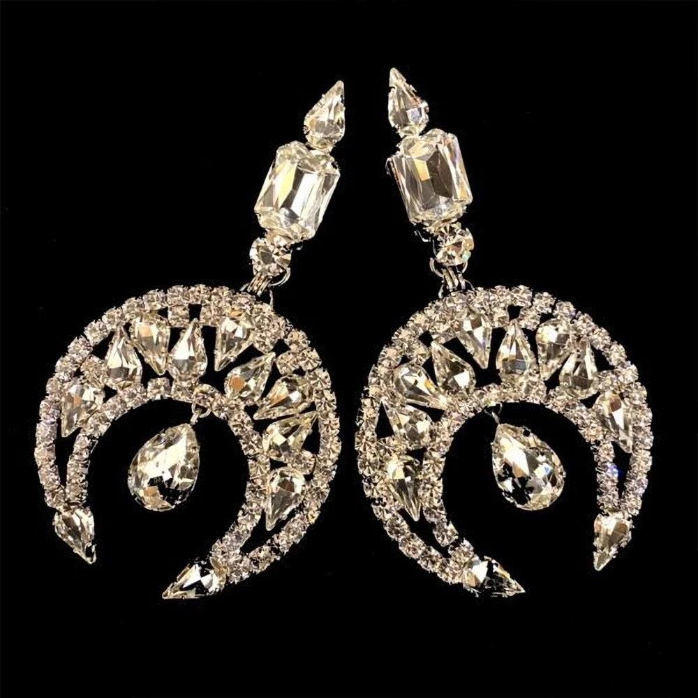 Crystal Moon Necklace Earrings Sets-MoonChildWorld