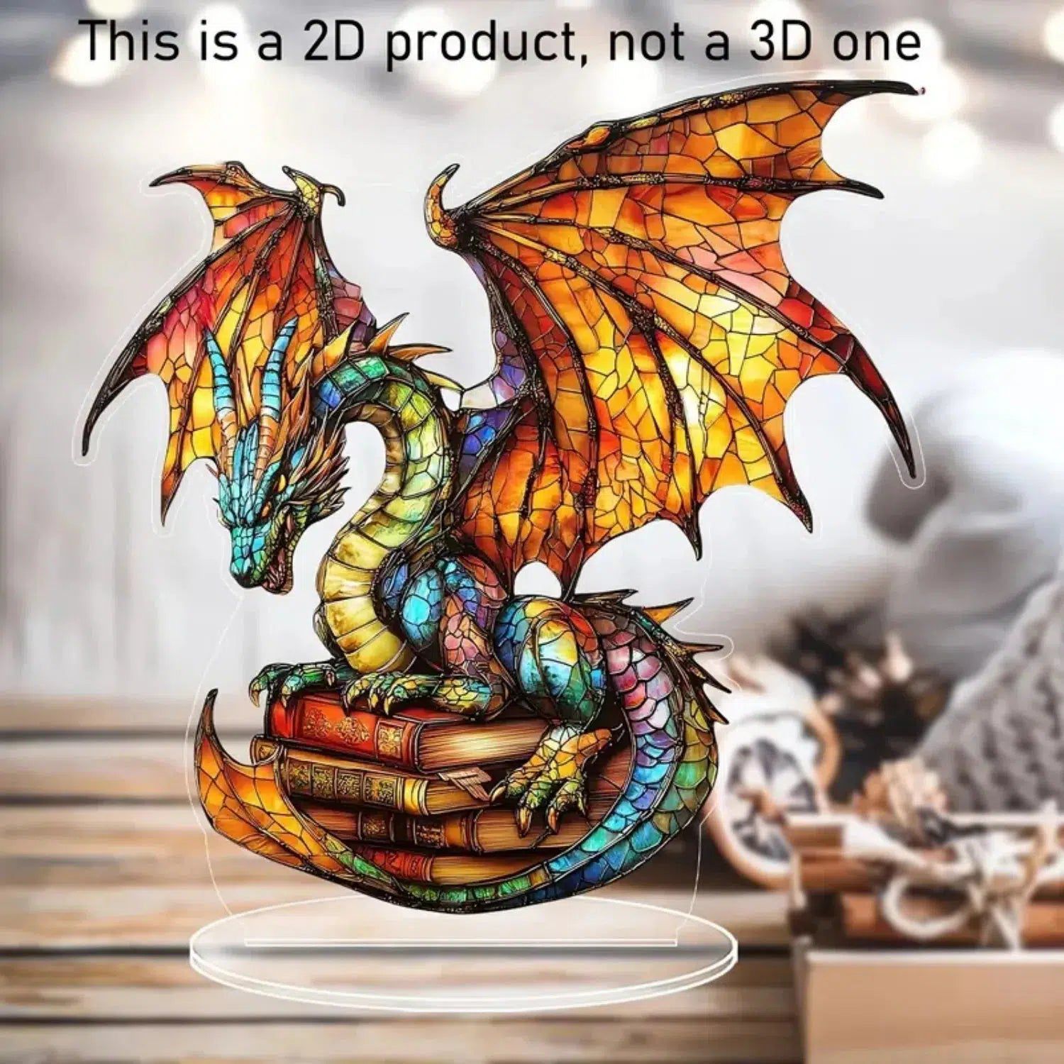 Giant Dragon 2D Flat Acrylic Figurine Dragon Table Ornament Dragon Desk Decor-MoonChildWorld