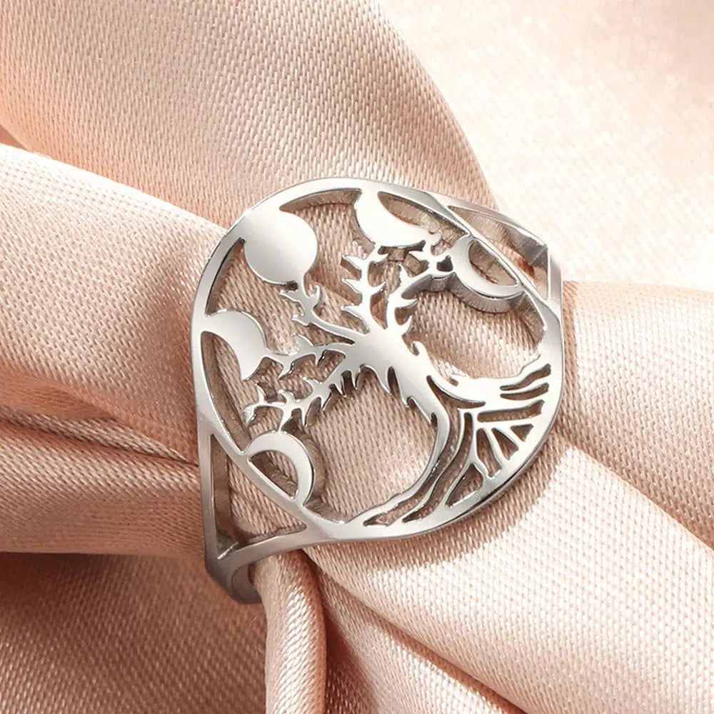 Moon Phase Tree of Life Ring Wiccan Pagan Jewelry-MoonChildWorld