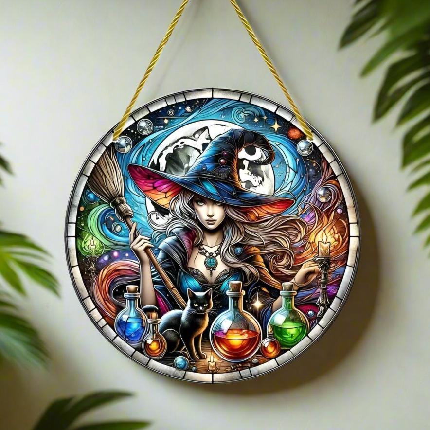 Potion Witch Suncatcher Spooky Halloween Window Hanging-MoonChildWorld