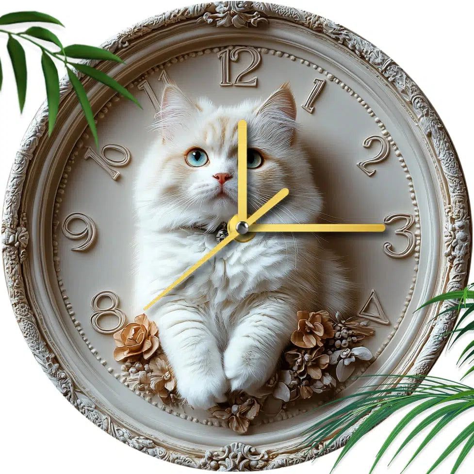 Persian Cat Siamese Cat Wall Clock for Cat Lovers-MoonChildWorld