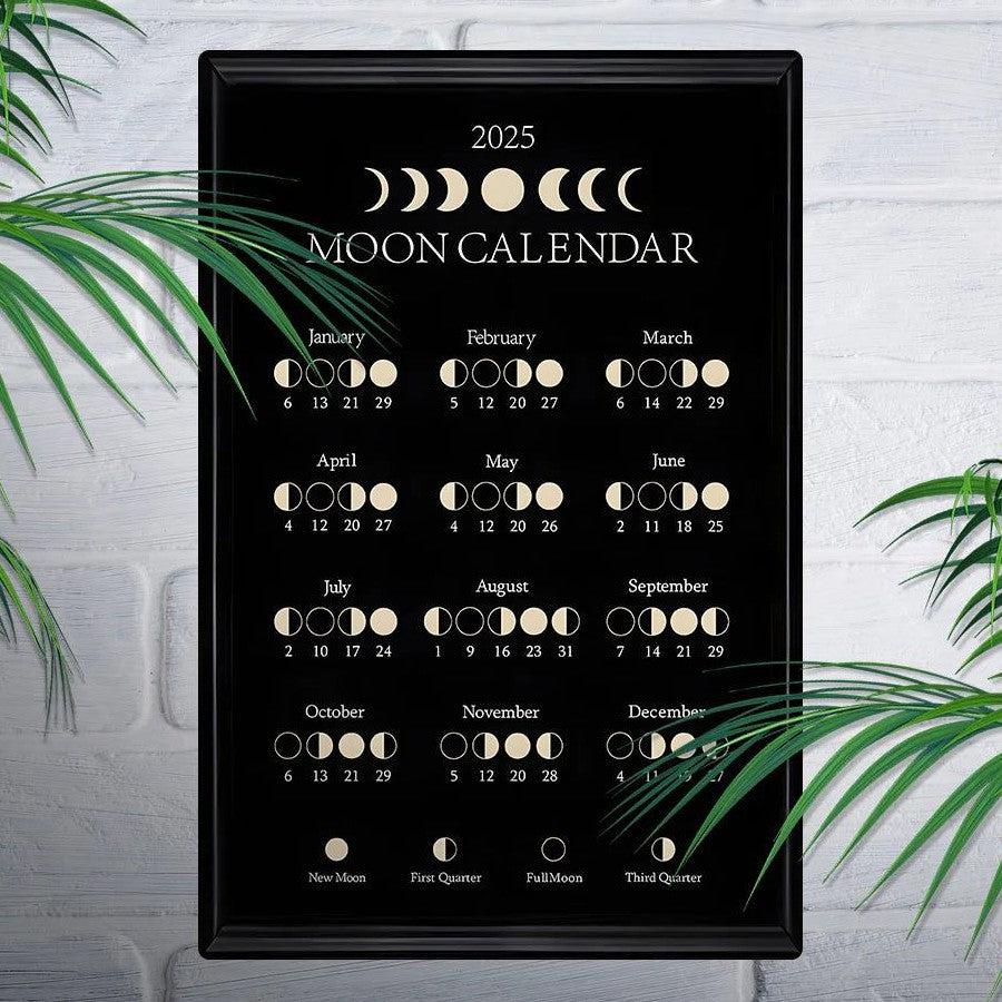 Witchy Metal Wall Art 2025 Wicca Moon Phases Calendar 2025 Lunar Moon Calendar-MoonChildWorld