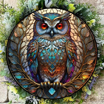 Spiritual Owl Suncatcher Aesthetic Acrylic Round Sign