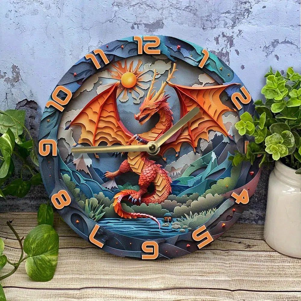 Mythical Dragon Wall Clock Vintage Decor-MoonChildWorld