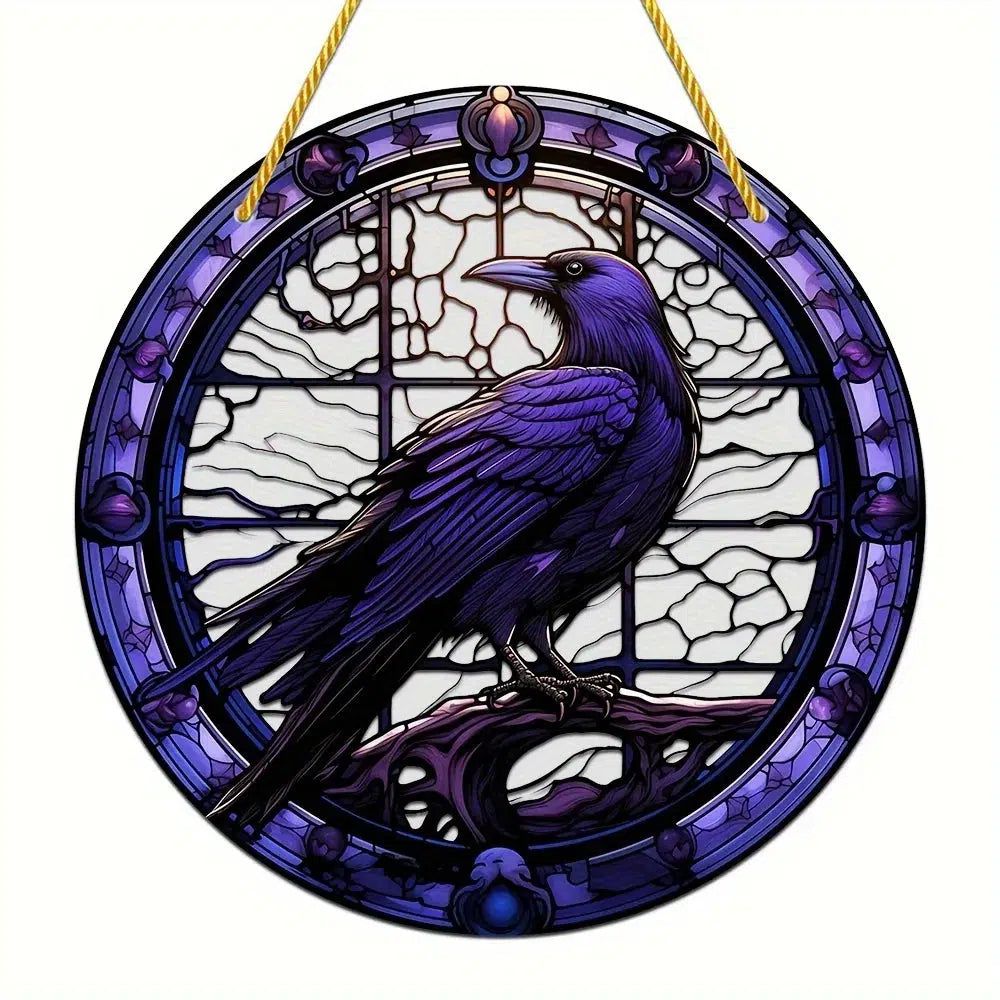 Dark Raven Gothic Suncatcher Crow Window Decor Whimsical Crow Decor Crow Suncatcher-MoonChildWorld