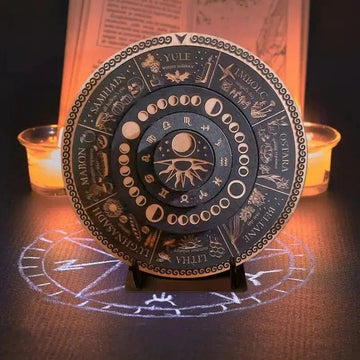 Wheel Of The Year Calendar Pagan Wooden Sign With Stand-MoonChildWorld