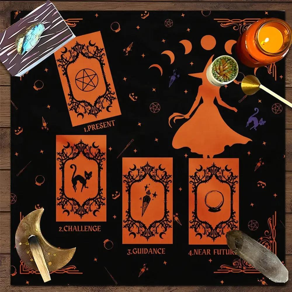 Witch Tarot Card Tablecloth Pagan Altar Cloth Wicca Divination Cloth-MoonChildWorld