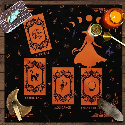 Witch Tarot Card Tablecloth Pagan Altar Cloth Wicca Divination Cloth