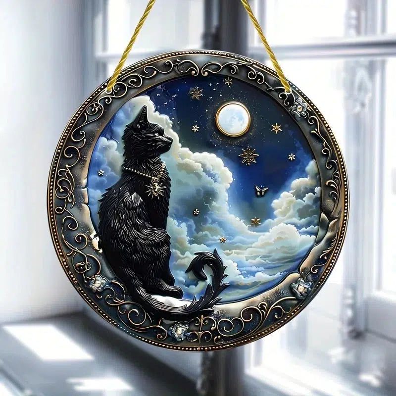 Black Cat Acrylic Suncatcher Black Cat Window Decorations-MoonChildWorld