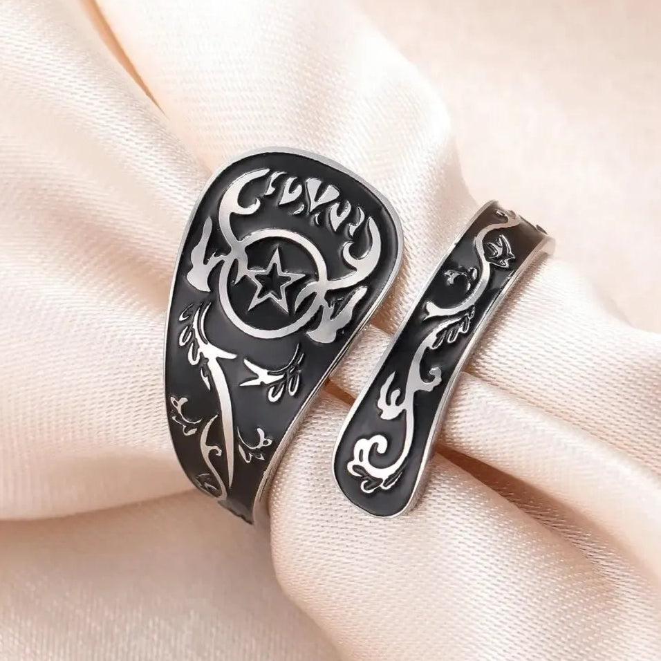 Witchcraft Pentagram Adjustable Ring Wicca Jewelry-MoonChildWorld