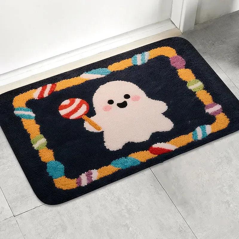 Gothic Halloween Doormat - Spooky Ghost, Spiderweb, Pumpkin, Cat & Bat Design Witch Home Decor-MoonChildWorld