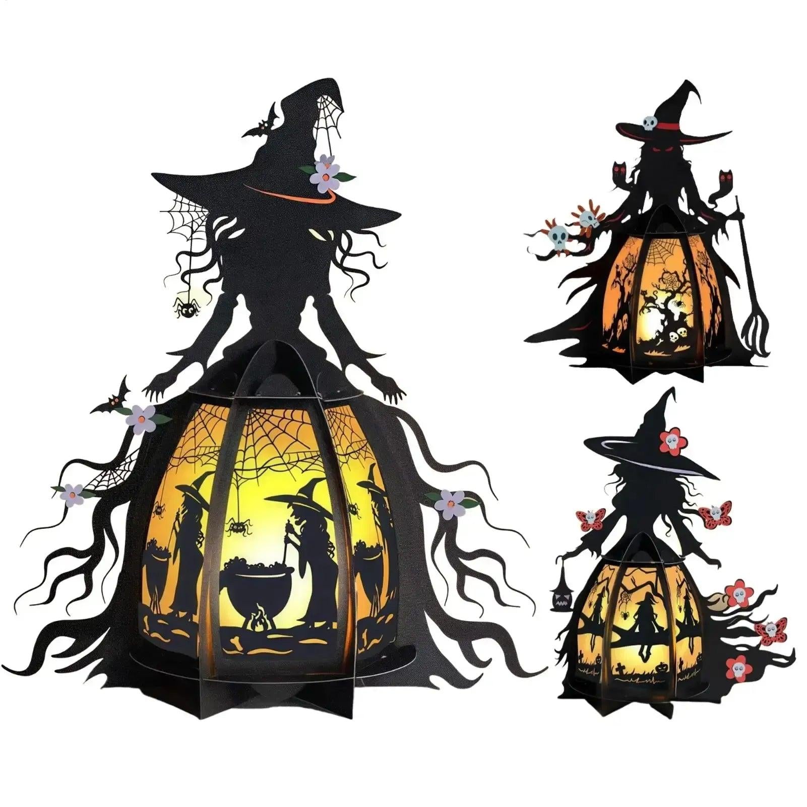 Halloween Lantern Gothic Witch Lamp - Spooky Night Light For Witchy Table Decor-MoonChildWorld