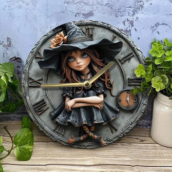 Gothic Witch Wall Clock for Halloween Home Decor