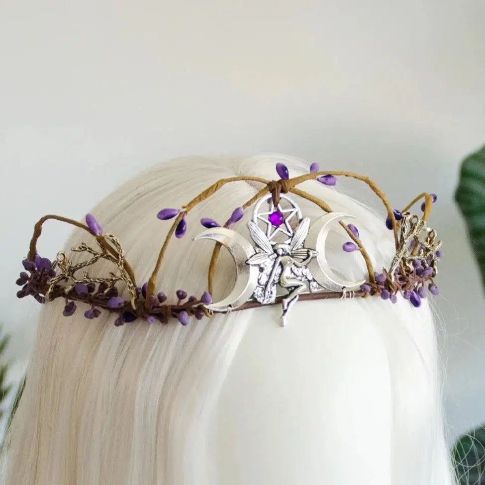 Wiccan Symbol Tiara Elf Crown Mystical Witch Hair Accessories-MoonChildWorld