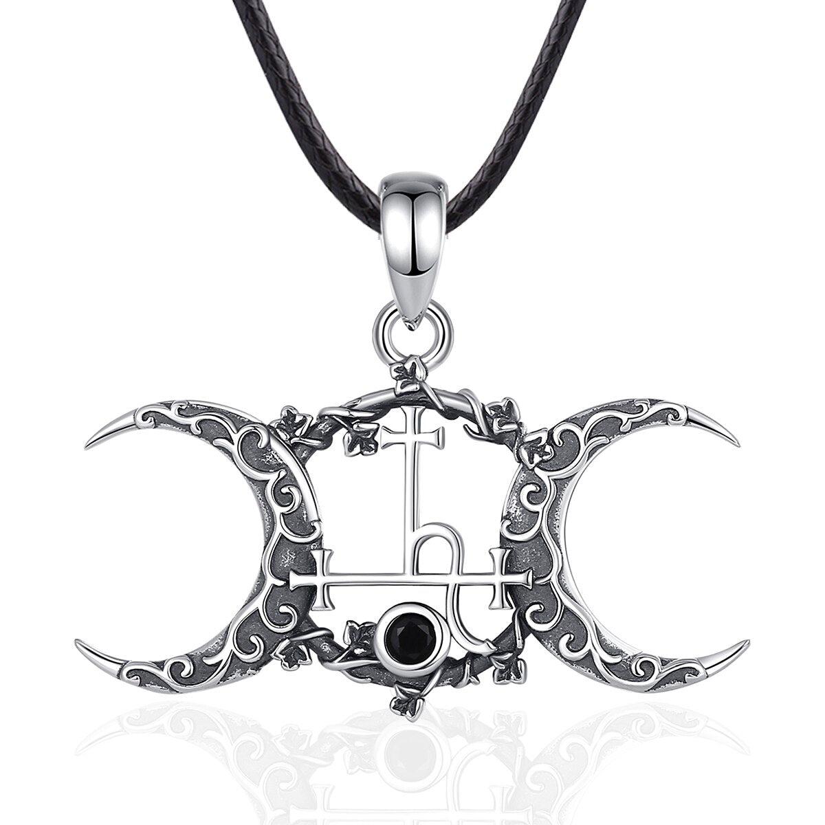 Lilith Sigil Necklace Triple Moon Goddess Necklace-MoonChildWorld