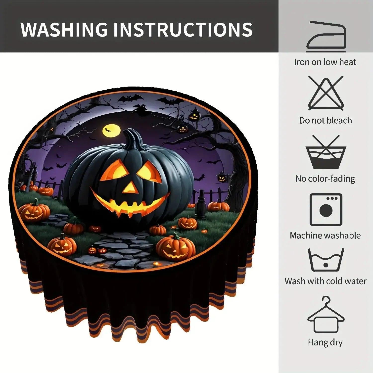 Halloween Spooky Pumpkin Tablecloth for Witchy Halloween Home Decor-MoonChildWorld