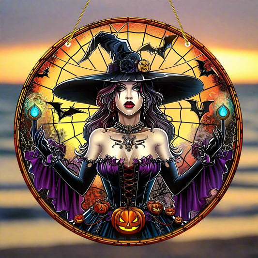 Halloween Witch Suncatcher Gothic Window Decorations