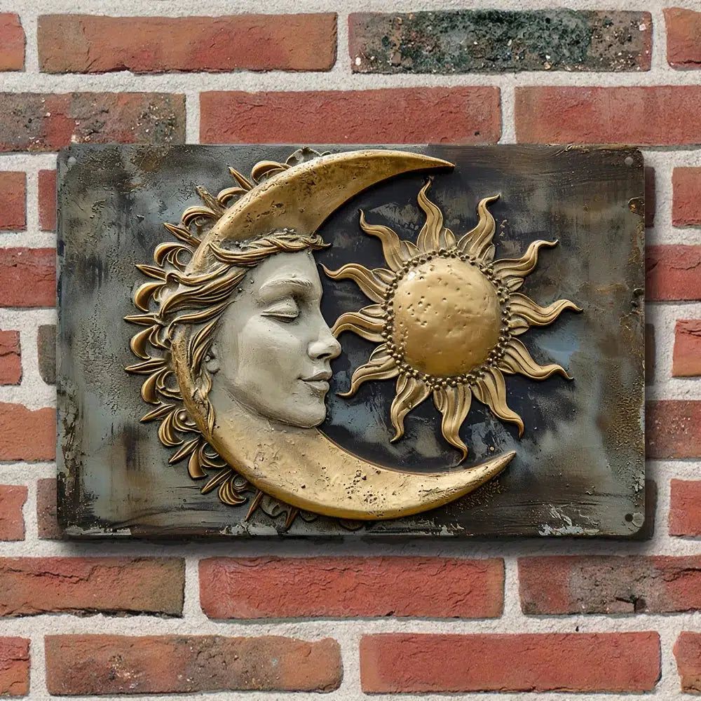 Sun Moon Goddess Wall Art Celestial Goddess Metal Sign for Pagan Home Decorations-MoonChildWorld