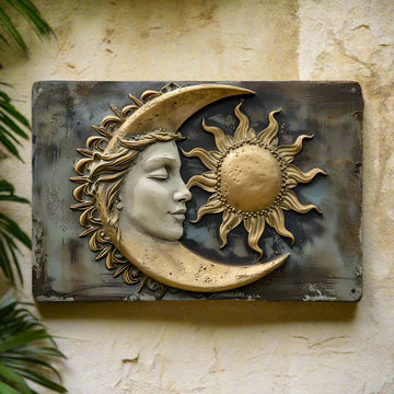 Sun Moon Goddess Wall Art Celestial Goddess Metal Sign for Pagan Home Decorations-MoonChildWorld