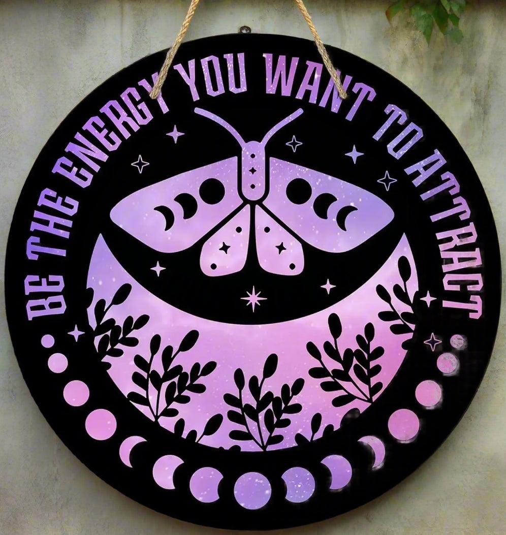 Gothic Witch Door Hanger - Purple Halloween Cauldron Moon Phases Wooden Sign Home Decor-MoonChildWorld