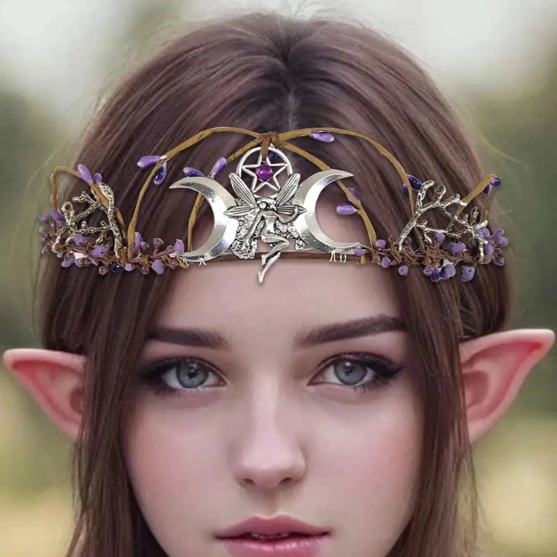 Wiccan Symbol Tiara Elf Crown Mystical Witch Hair Accessories-MoonChildWorld