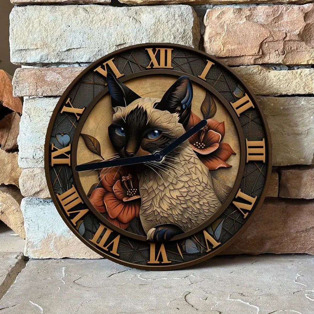 Siamese Cat Wall Clock Witchy Wall Clock-MoonChildWorld