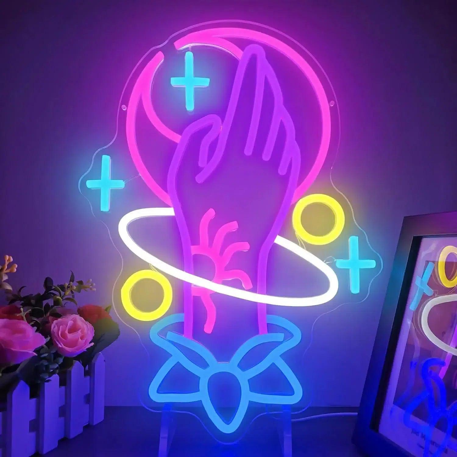 Spiritual Hand Witchy Neon Sign Tarot Neon Signs for Wiccan Wall Decor - Magic hand LED Neon Light-MoonChildWorld