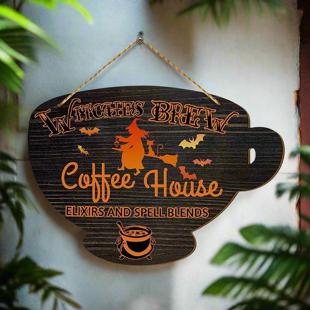 Halloween Wooden Sign for Coffee House: Witches' Brew, Elixirs and Spell Blends-MoonChildWorld