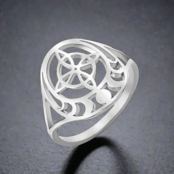 Witch Knot and Moon Phases Ring Witchcraft Celtics Knot Ring Wiccan Amulet Jewelry