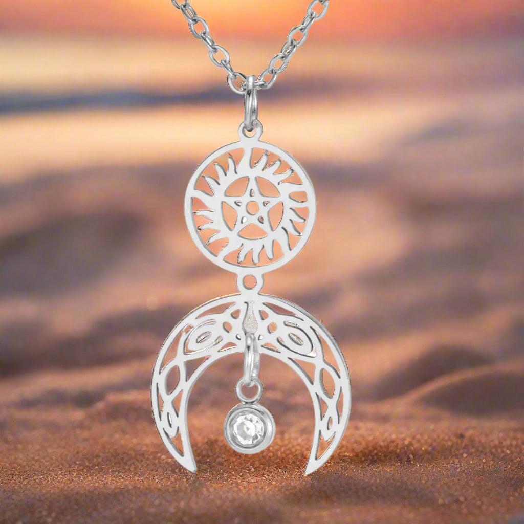 Pentagram and Moon Celtic Knot Witch Necklace Wiccan Jewelry-MoonChildWorld