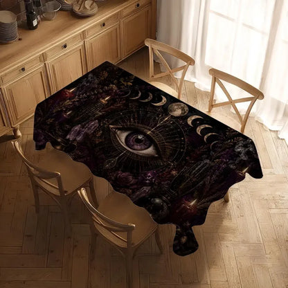 Witchcore table cloth – styled on dining table with candles